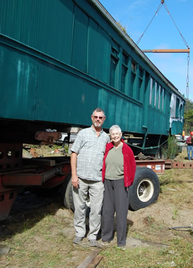 Art and Mary Hodgins pose one final time with their car 5 in September 2007 just prior to the Museum's acceptance.