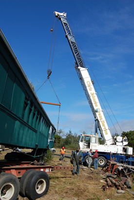 Crane lifts from of car 5